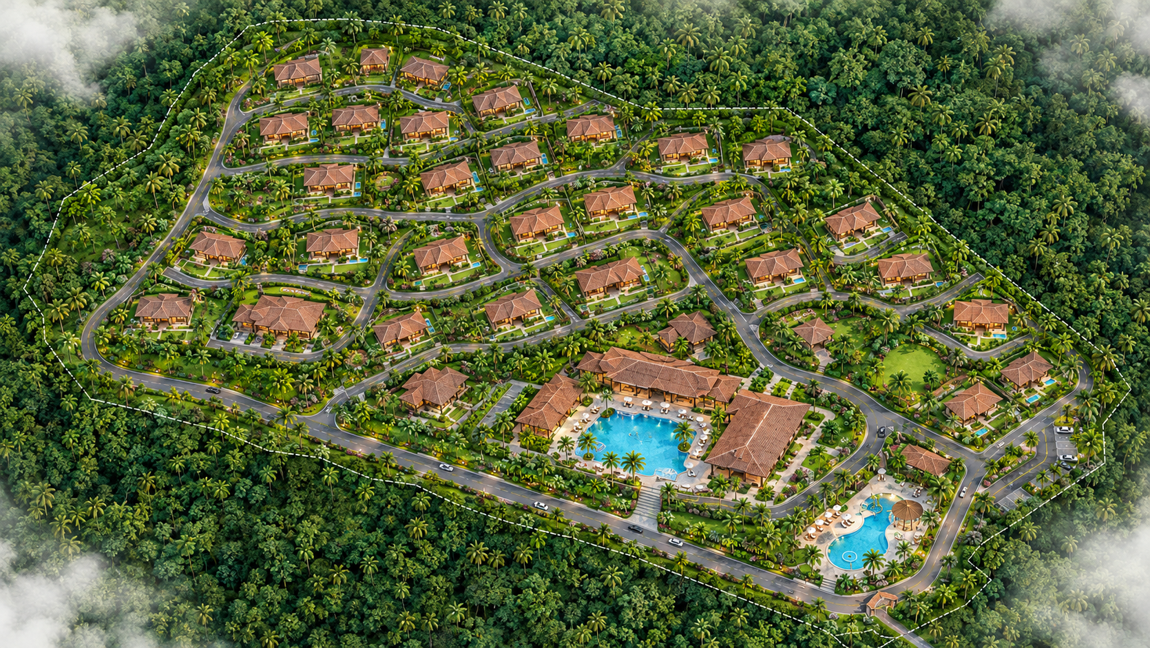 Saventure Sakleshpur farm resort aerial concept plan